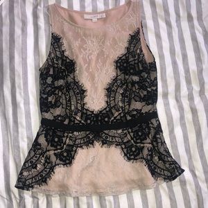 Lace peplum tank top